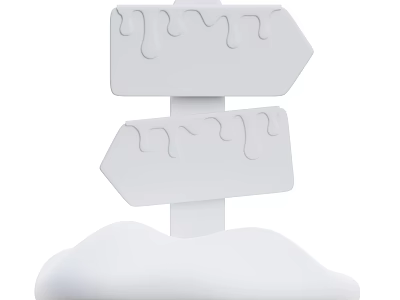 Decorative Ornament Set with White Arrow Signs Snowdrift Base and Melting Snow Drip Details 3d model