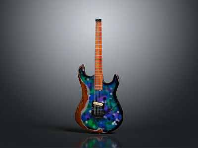 Colorful Electric Guitar With Stylish Pattern For Modern Daily Lifestyle Use 3d model