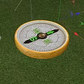 Decorative Ornament Set Featuring Round Compass With Yellow Base On Green Grass 3d model