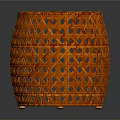 Orange Woven Round Stool With Hollow Openwork Design And Modern Stylish Appearance