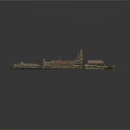 Traditional Architectural Model Featuring Courtyard Layout Tower Structure And Red Brick Walls