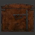 Vintage Wooden Trunk With Brown Surface Metal Fittings And Classic Style Design