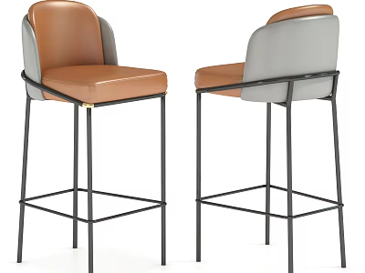 Modern Bar Chair Bar Chair High Chair Four-leged Chair Coffee Chair Dining Chair Leather Bar Chair 3d model