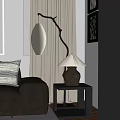 Wind Middle Ancient Table Lamp Pottery Pot Table Lamp Branch Floor Lamp Fishing Lamp Solid Wood Side Table 3d model
