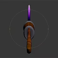 Stylish Fantasy Knife With Purple Pink Gradient Blade Wooden Handle And Silver Accents