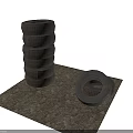 Stacked Car Tires and Single Tire Display on White Background