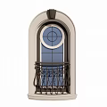 Classic Arched Window Design With Circular Top And Iron Railing Frame 3d model