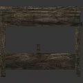Rustic Wooden Table With Planked Top And Metal Straps On Sturdy Legs