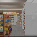 Modern Supermarket Grocery Store Interior With Product Shelves Snacks Drinks And Checkout Counter