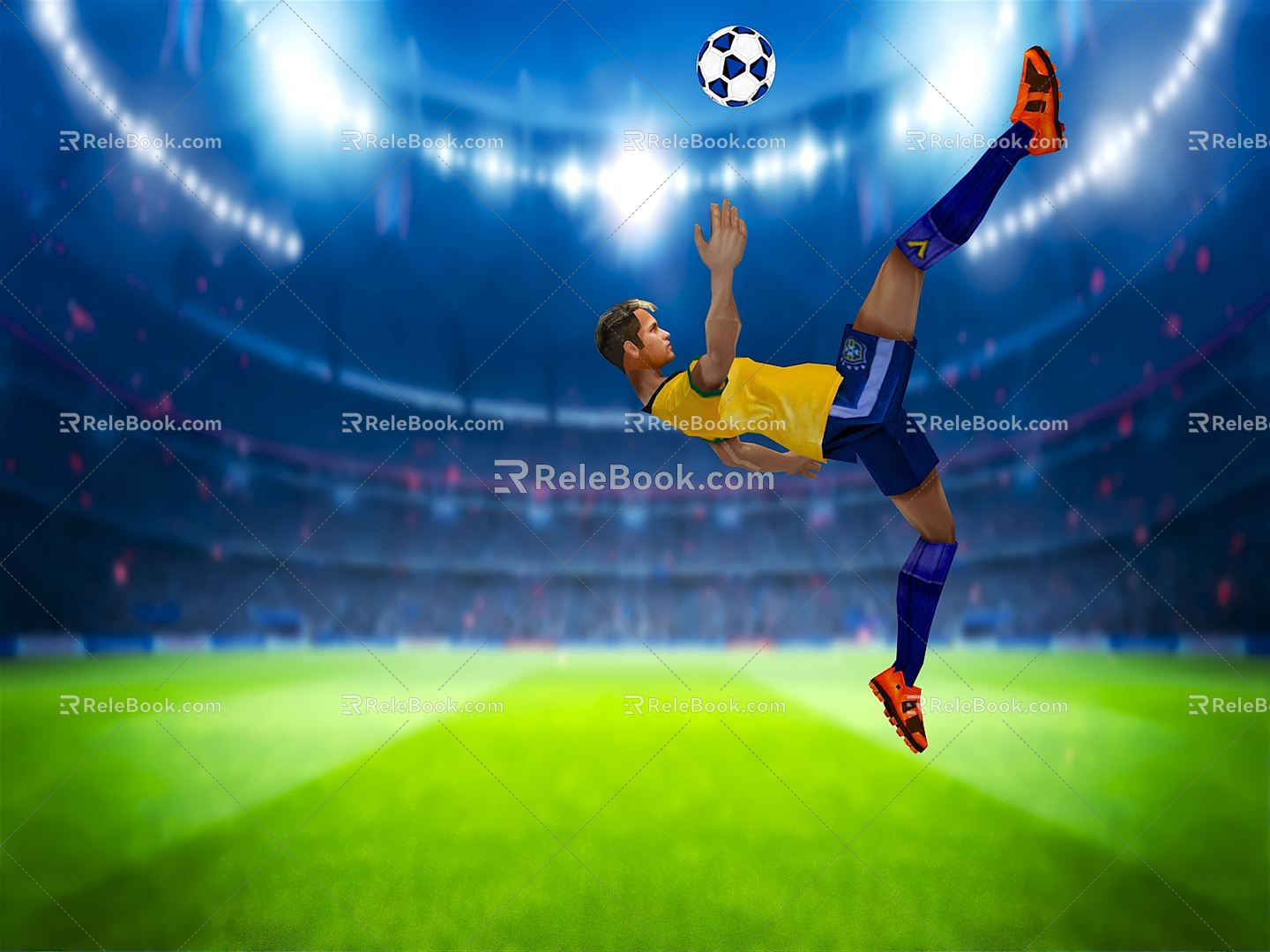 Modern man footballer 3d model