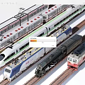 Various Types Of Trains Including Modern High Speed And Vintage Steam Locomotives On Rails