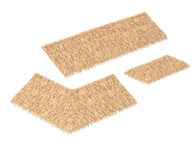 Natural Straw Sunshade Canopies with Various Shapes for Outdoor Garden Use 3d model