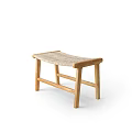 Wooden Stool With Woven Seat And Simple Natural Design In Light Brown Frame