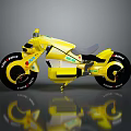 Yellow Modern Motorcycle With Sleek Design And Black Wheels Reflective Surface