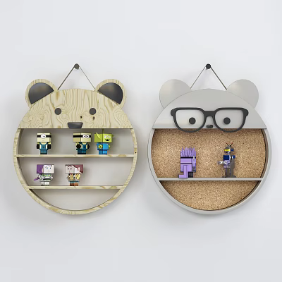 Cute Animal Ear Shaped Wall Cabinets With Wooden Shelves For Kids Room Small Doll 3d model