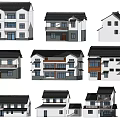 Traditional Chinese Garden Landscape With White Buildings And Black Roof Designs