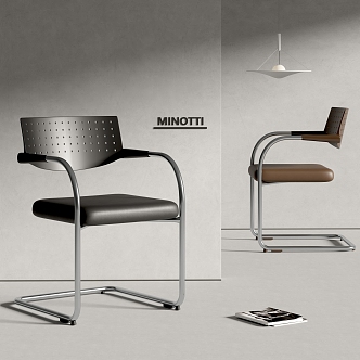 Minotti Dining Chair Leisure Chair Single Chair Chandelier Book Ornaments 3d model