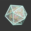 White Geometric Polyhedron With Intricate Grid Pattern And Reflective Surface 3d model