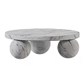 Modern Black Marble Dining Table With Oval Top And Spherical Legs Design 3d model