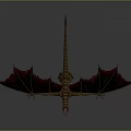 Detailed Fantasy Dragon Game and Movie Character With Red Wings Golden Body