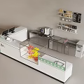 Milk tea shop operating table bar 3d model