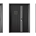 Modern Security Doors In Black And Brown With Decorative Panel Patterns For Home Protection 3d model