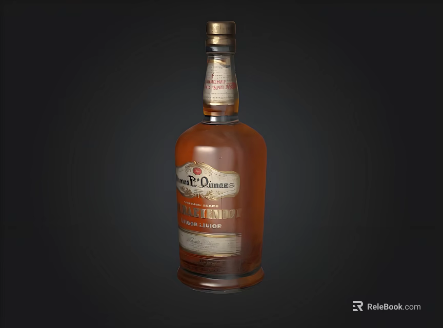 Close Up Jack Daniel's Amber Whiskey Bottle and Glass on Black Background 3d model 