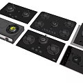 Modern Kitchen Appliances Featuring Various Gas Stoves Designs With Pot On Top