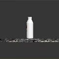 Sculpture Carving Of Silver Bottle On Circular Marble Texture Platform With Colorful Logo