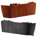 Modern Sofas in Gray Black and Orange Tones with Decorative Pillows 3d model