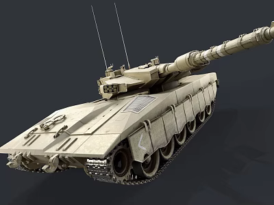 Modern Armored Military Tank With Tracks Gun Barrel And Antennas 3d model