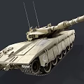 Modern Armored Military Tank With Tracks Gun Barrel And Antennas