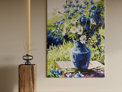 Oil Painting Decorative Painting Plant Painting Retro Style Hanging Painting 3d model