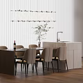 Modern Minimalist Interior With White Island Dining Table Chairs And Chandelier