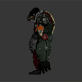 Mechanical Gorilla Game Movie Character Design With Green Orange Gray Red Armor And Tech