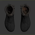 Gray Work Boots With Wrapped Laces And Worn Out Soles For Outdoor Activities
