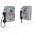 Vintage Public Payphone With Colorful Graffiti Art Retro Digital Gadget Design