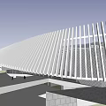 Modern Architectural Building With Unique Geometric Shape White Exterior And Green Spaces
