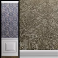 Ornate Wall Decorative Components With Blue Gold Beige Intricate Floral Patterns And White Trim