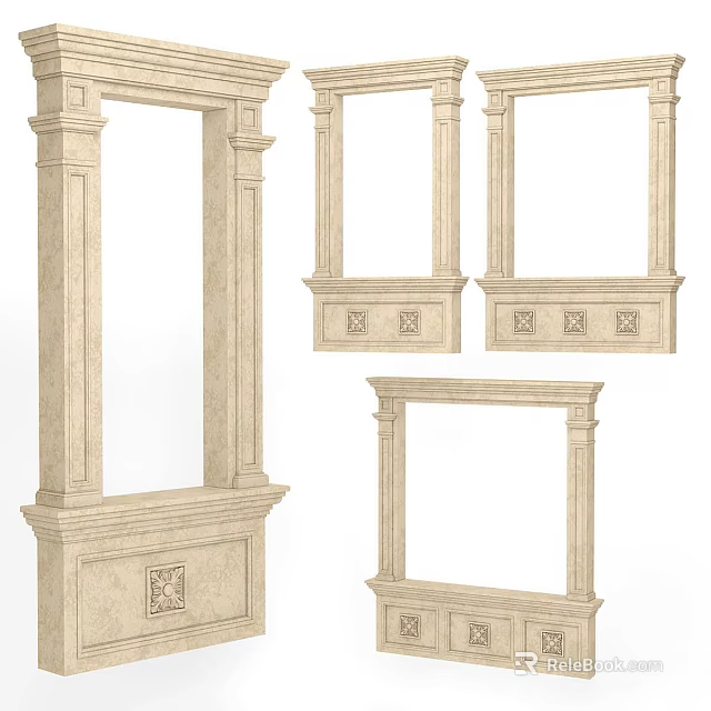 Architectural Components With Stone Carved Frames Ornate Bases And Classical Design 3d model 