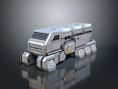 Futuristic Smart Machine with Silver Mechanical Modules and Tracks 3D Rendered Design 3d model