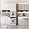 Modern Bathroom Cabinet Frame Design With Washer Sink And Storage Space