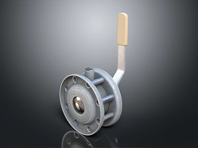 Gray Metal Mechanical Component With Light Handle And Circular Base Structure 3d model