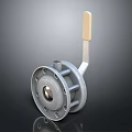 Gray Metal Mechanical Component With Light Handle And Circular Base Structure 3d model