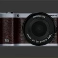Samsung Digital Camera With Brown Leather Body And Silver Frame Detachable Lens