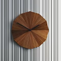 Modern Wooden Octagonal Clock with Geometric Design on Striped Wall Decor 3d model