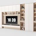 Modern White TV Cabinet Design With Storage Open Shelves Decorations And Built-in Lighting