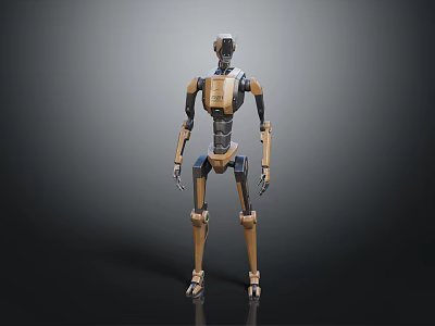 Smart Machine Humanoid Structure With Mechanical Design And Metallic Texture Standing Pose 3d model
