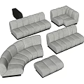Modern Light Gray Fabric Sofa Set With Tufted Design And Modular Sections 3d model