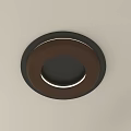 Modern Round Flush Mount Ceiling Light With Wooden Brown Outer Ring And LED Strip 3d model